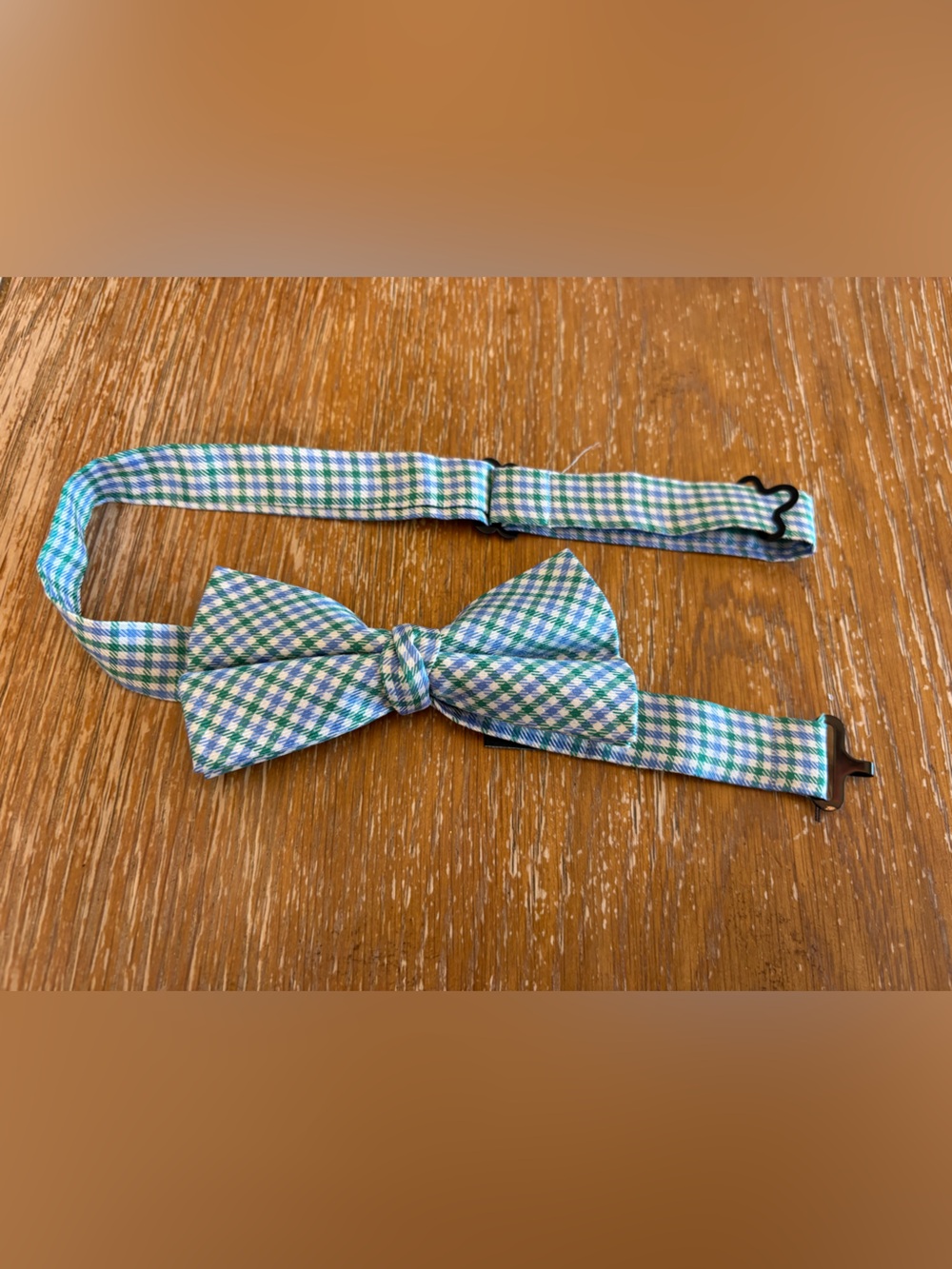 Ralph Lauren Green & Blue Gingham Bow Tie -Boys Adjustable Bow Tie